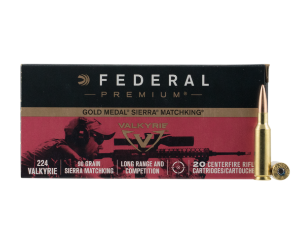 Buy Federal Gold Medal Premium Rifle Ammo Brass .224 Valkyrie 20-Rounds 90 Grain Sierra MatchKing BTHP Online!!