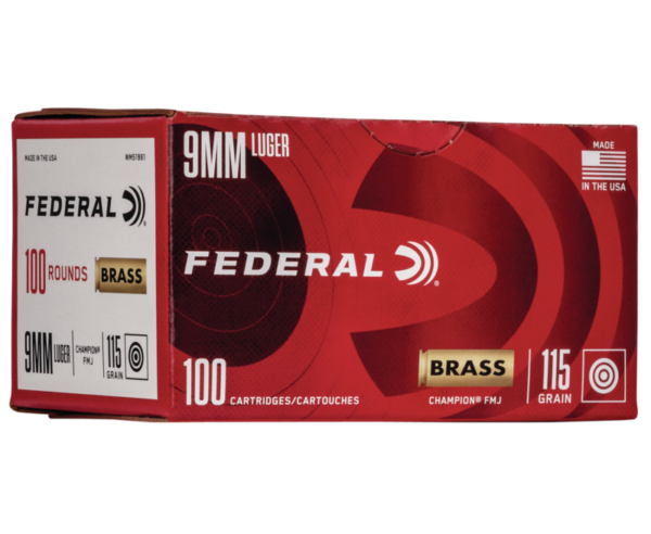 Buy Federal Champion Training Handgun Ammo 9mm 100-Rounds 115 Grain FMJ Online!!
