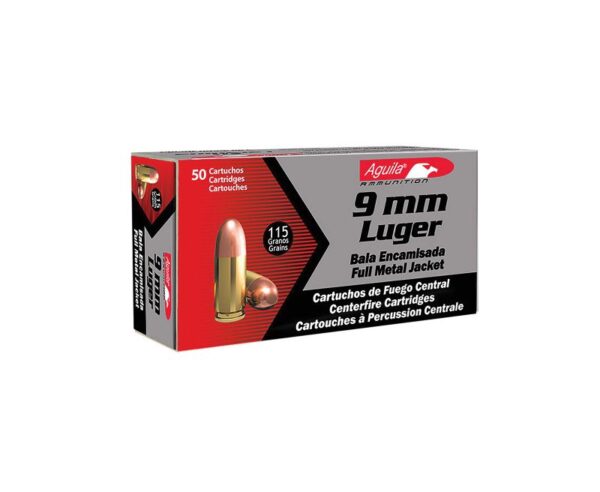 Buy Aguila 9mm Luger 115gr. FMJ Brass 9mm 50Rds Online!!