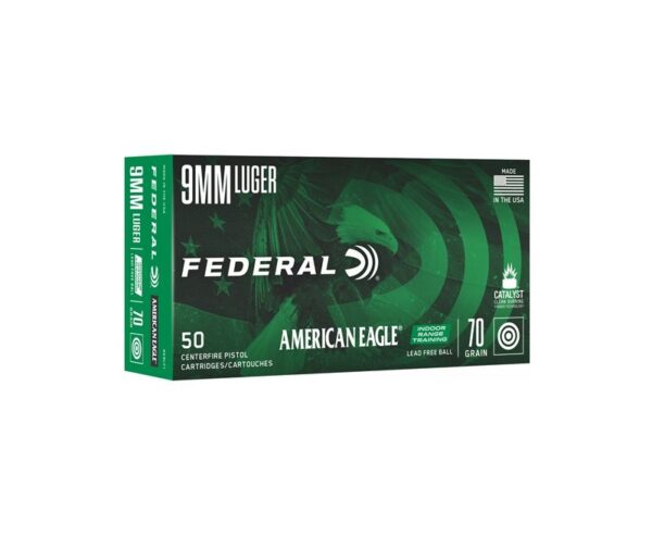 Buy Federal American Eagle Indoor Range Training Brass 9mm 70 Grain 50-Rounds Lead-Free Online!!