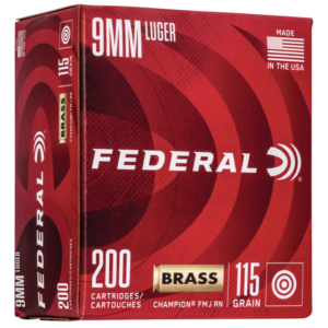 Buy Federal Champion Training Brass 9mm 115 Grain 200-Rounds FMJ Online!!