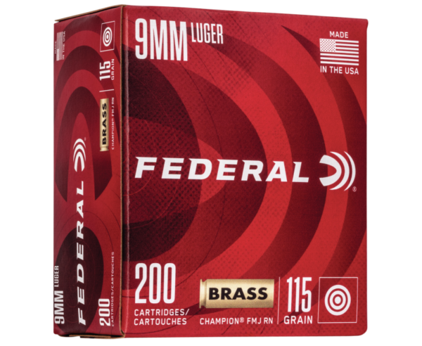 Buy Federal Champion Training Brass 9mm 115 Grain 200-Rounds FMJ Online!!