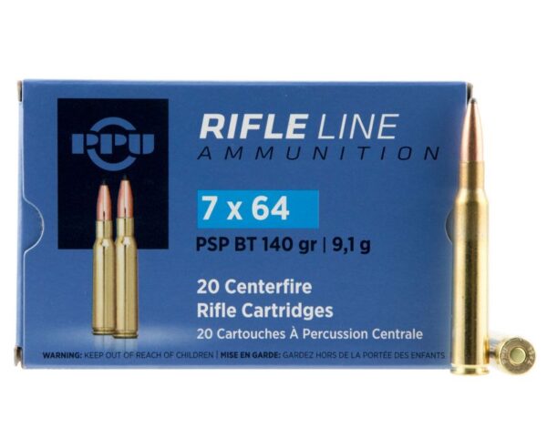 Buy PPU Metric Rifle Ammunition Brass 7x64mm Brenneke 20-Rounds 140 grain Soft Point Boat Tail Online!!