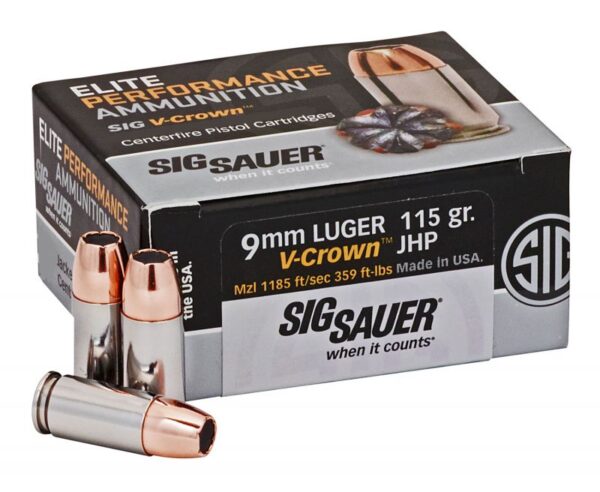 Buy Sig Sauer Elite V-Crown Jacketed Hollow Point 9mm 115grain 50rds Online!!