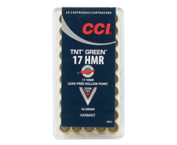 Buy CCI Ammunition Varmint TNT Green Brass .17 HMR 16-Grain 50-Rounds HP Online!!