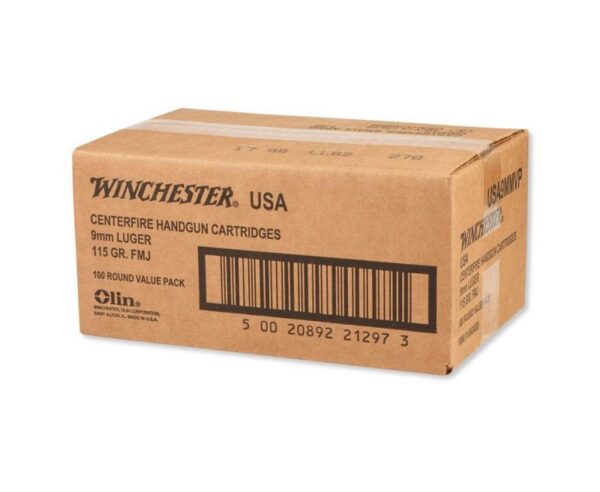 Buy Winchester Centerfire Handgun Brass 9mm 115-Grain 1000-Rounds FMJ Online!!
