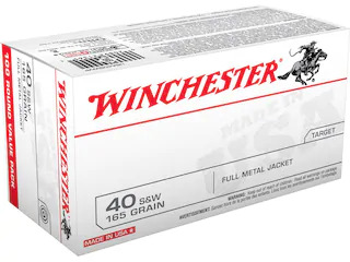Buy Winchester USA Ammunition 40 S&W 165 Grain Full Metal Jacket Flat Nose 50rds Online!!