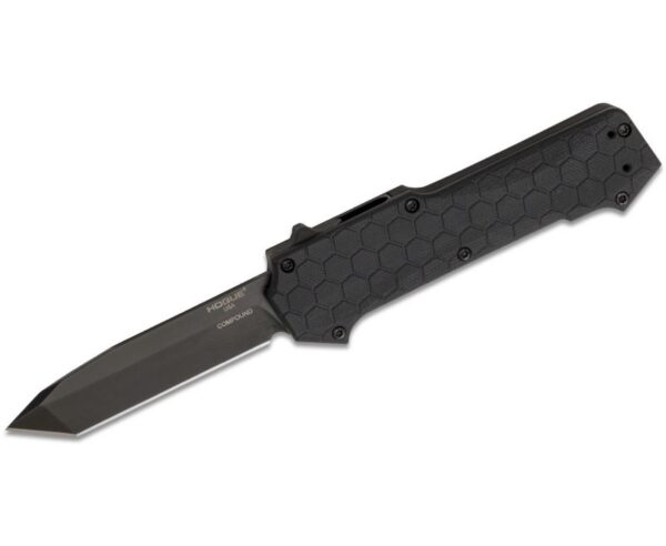 Buy Hogue Compound OTF Automatic Knife - 3.5" Plain Tanto Blade with Black G10 and Aluminum Handles online!!