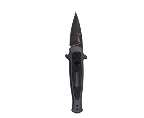 Buy Kershaw Launch 12 Mini-Stiletto 1.9" Inch Spear Point Blackwashed Blade - Gray Handle w/Carbon Fiber Online!!