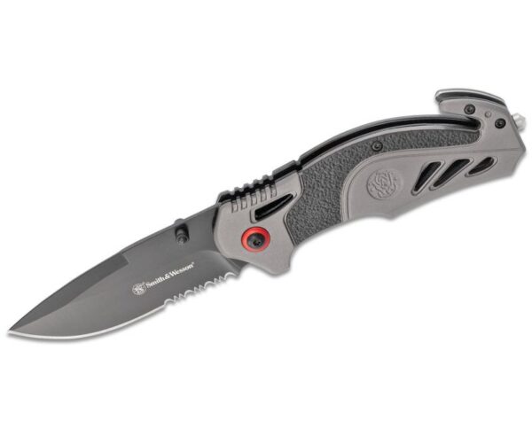 Buy Smith and Wesson Rescue Grey Folding Knife - 3.27" Grey Plain Drop Point Blade Online!!