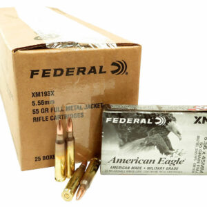 Buy 223 5.56x45 Ammo 55gr FMJ Federal American Eagle (XM193X) 500 Round Case Online!!